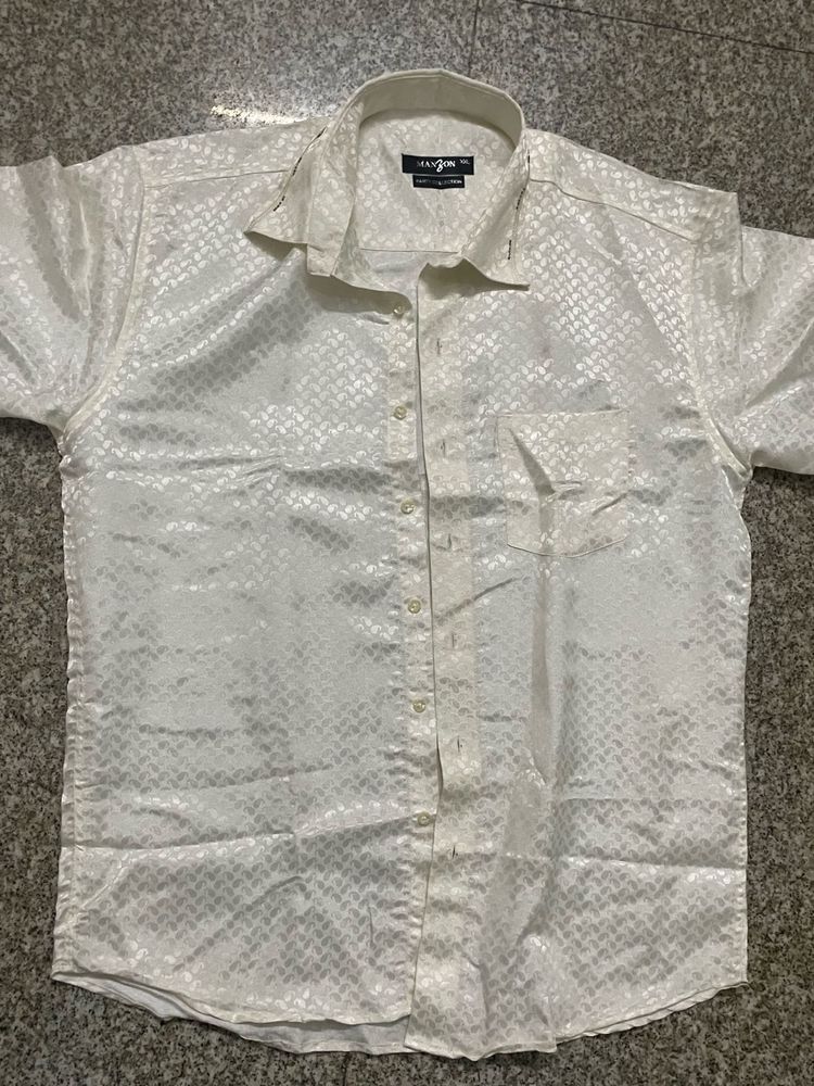 Stylish White Patterned Shirt