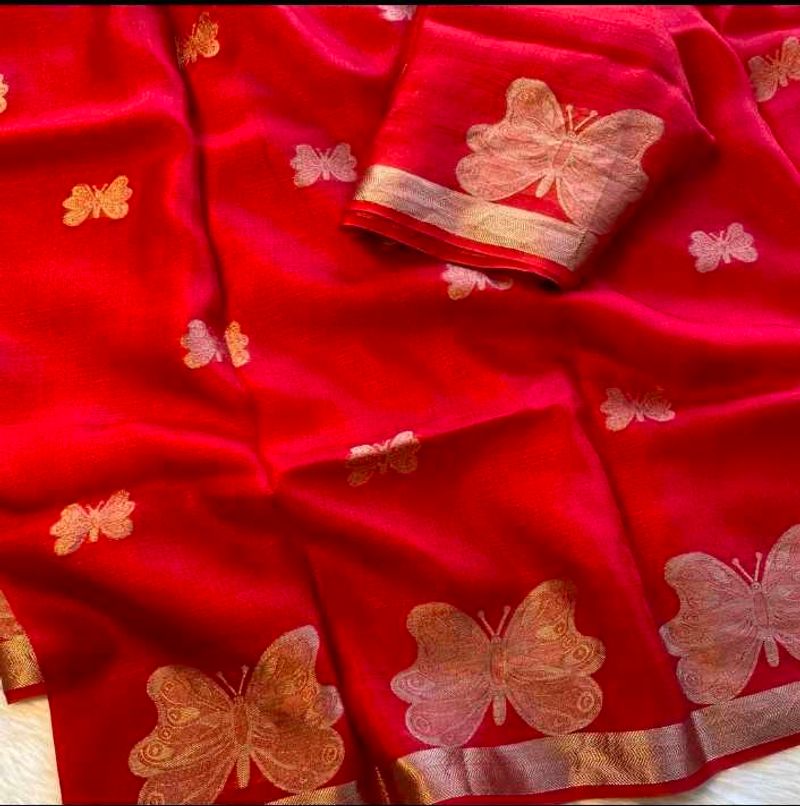 Elegant Butterfly Silk Saree – Pure Soft