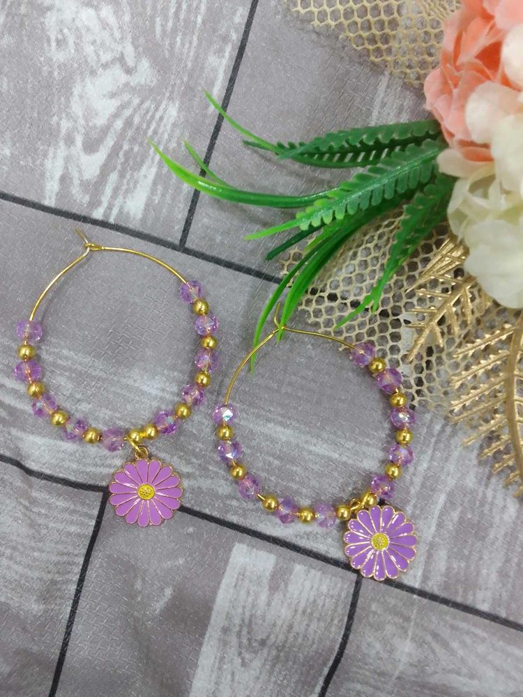 crystal beaded hoop earrings