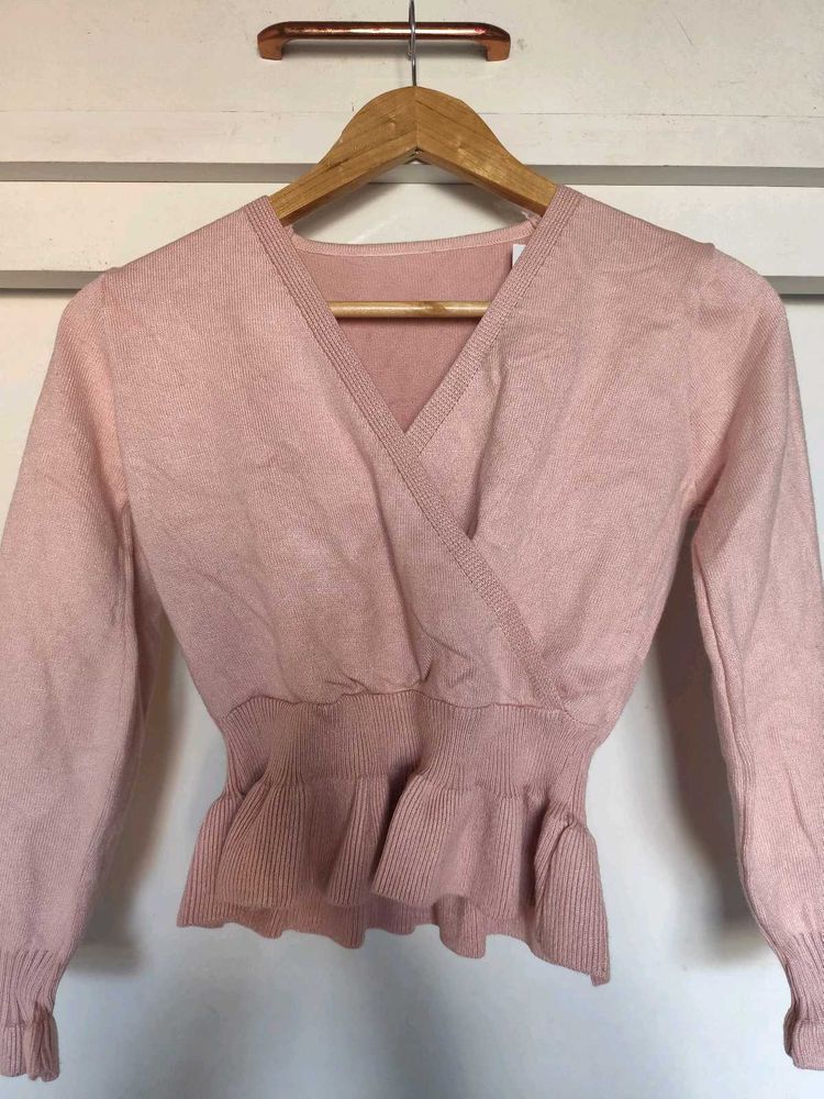 Pink Peplum Winter Top