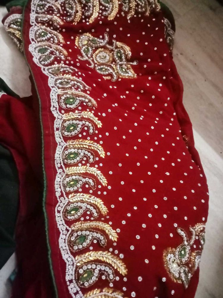 Elegant Red Embroidered Saree