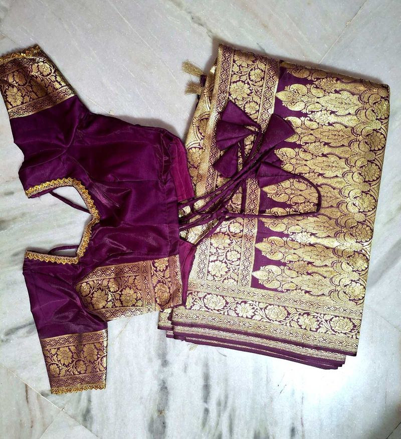Purple Banarasi Saree with Blouse