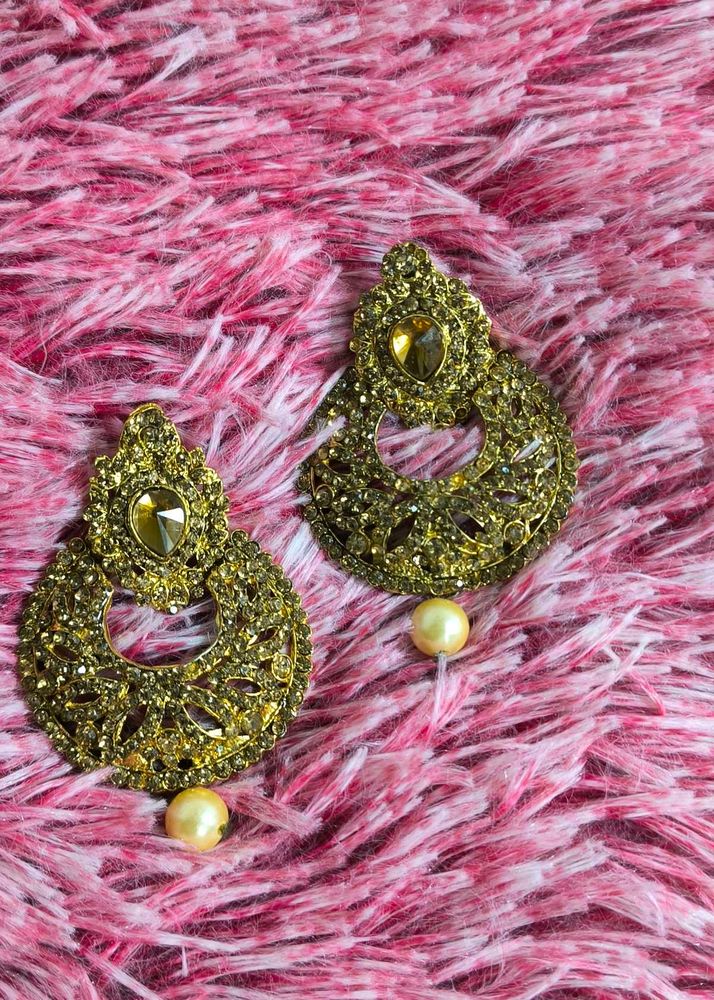 Ornate Gold-Tone Drop Earrings