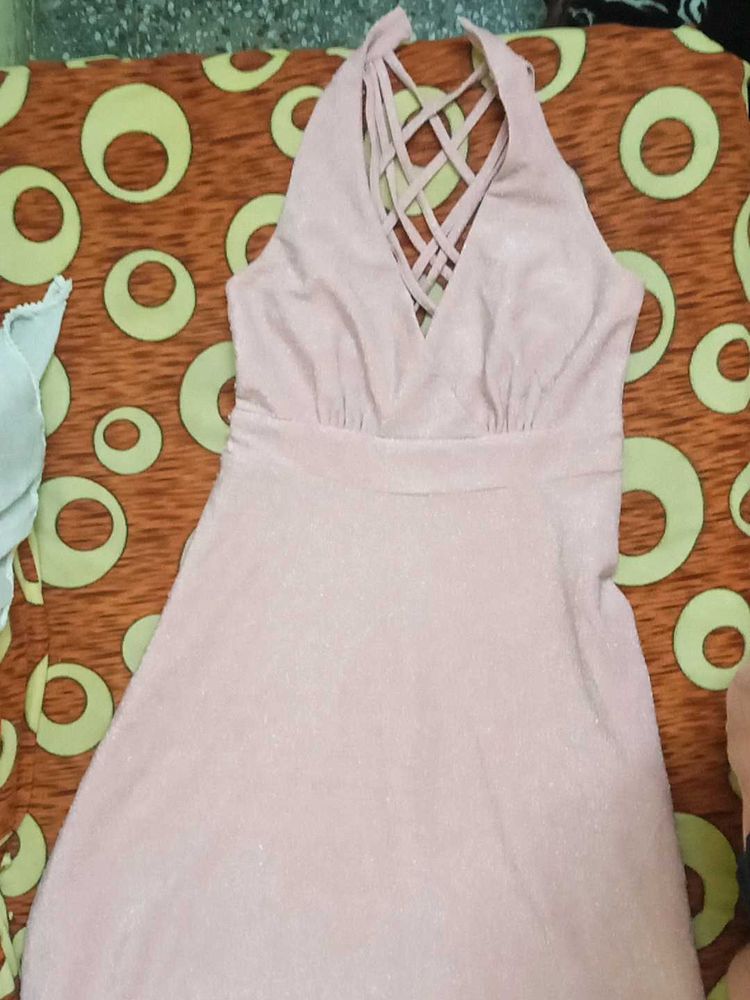 Pink Halter Mini Dress