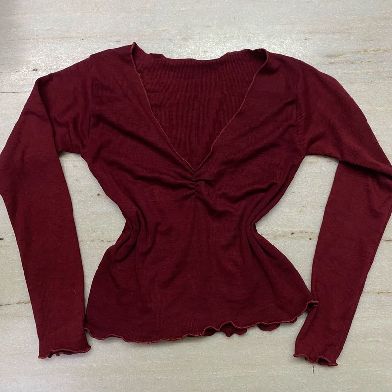 Burgundy Long Sleeve Top
