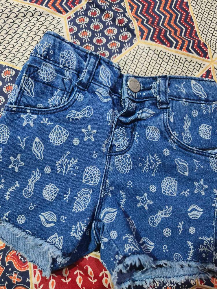 Babyhug Mid Thigh  Blue Shorts