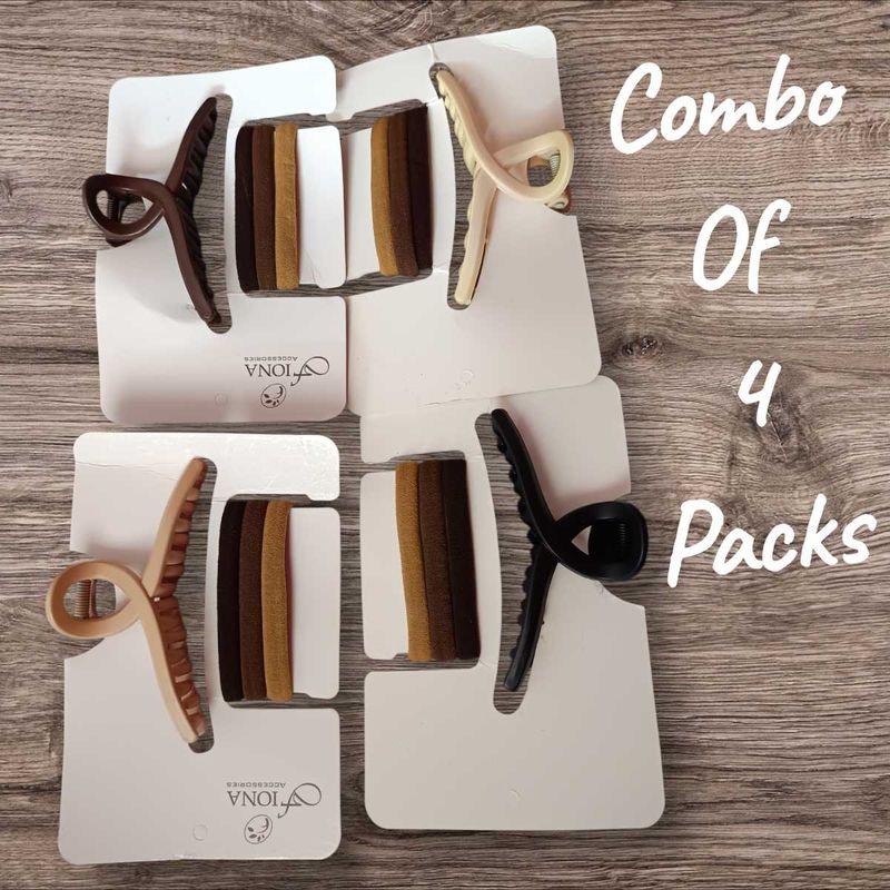 Hair Clip &amp; Tie Set - 4 Packs
