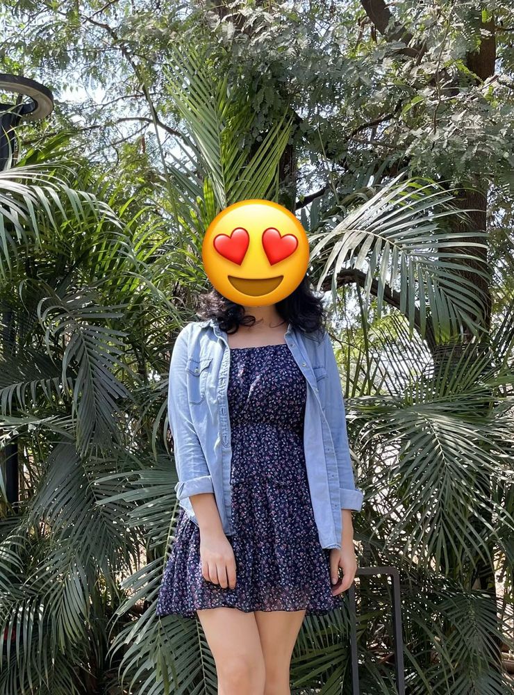 Midnight Blossom Tiered Mini Dress