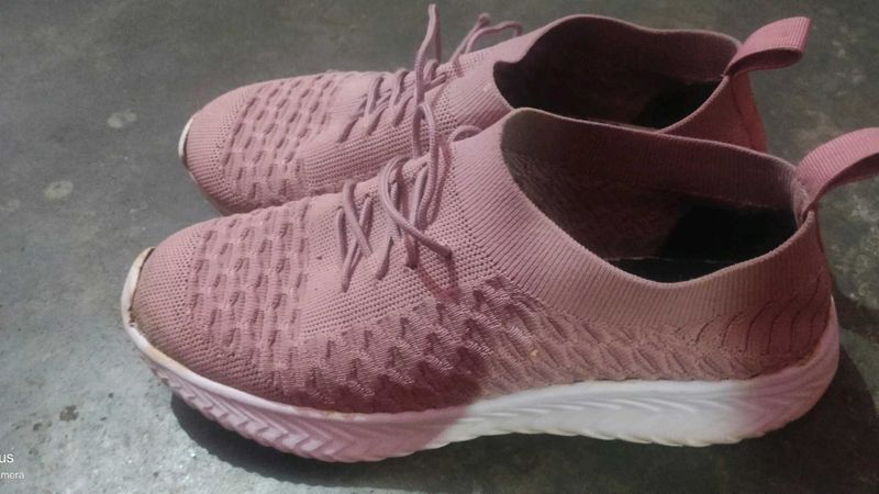 Pink Knit Sneakers
