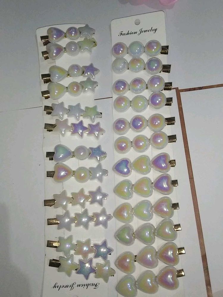 Pearl Hair Clips Set Of 2 Pairs