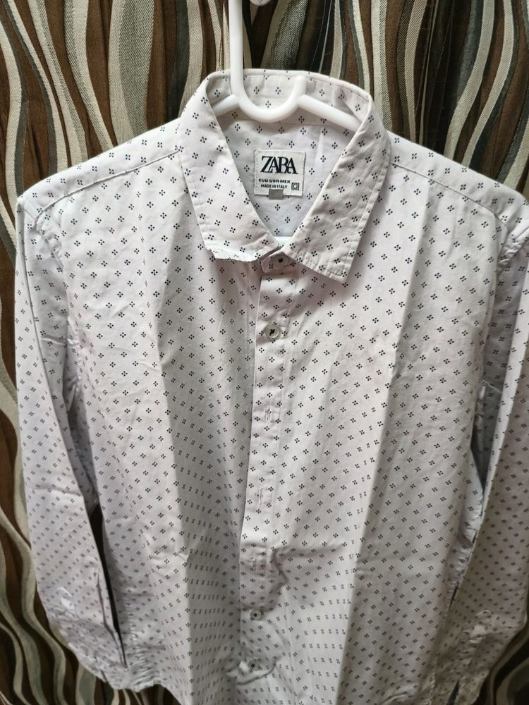 Pure Cotton Shirt From Zara Brand With Size L,full Selves Shirt
