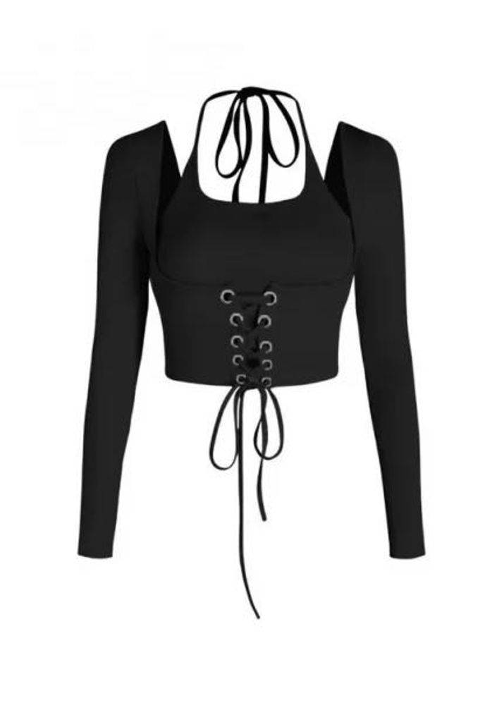 Black long sleeve corset Style Top