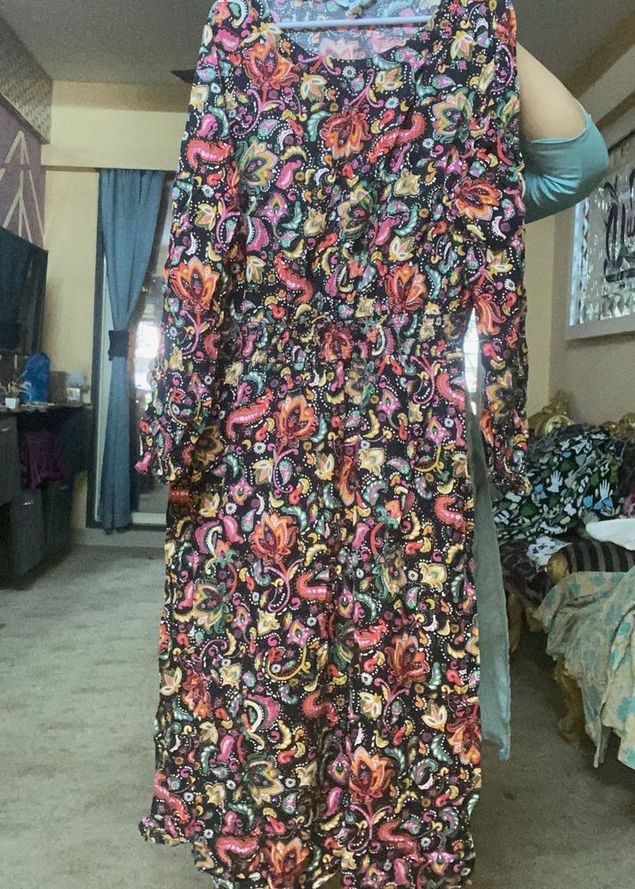 Rayon Floral Print Maxi Dress