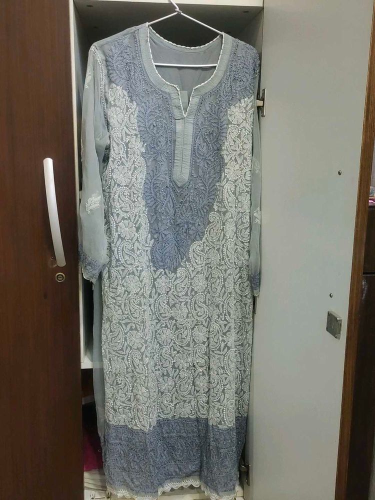 Georgette Kurta Lucknowi With Inner Attached