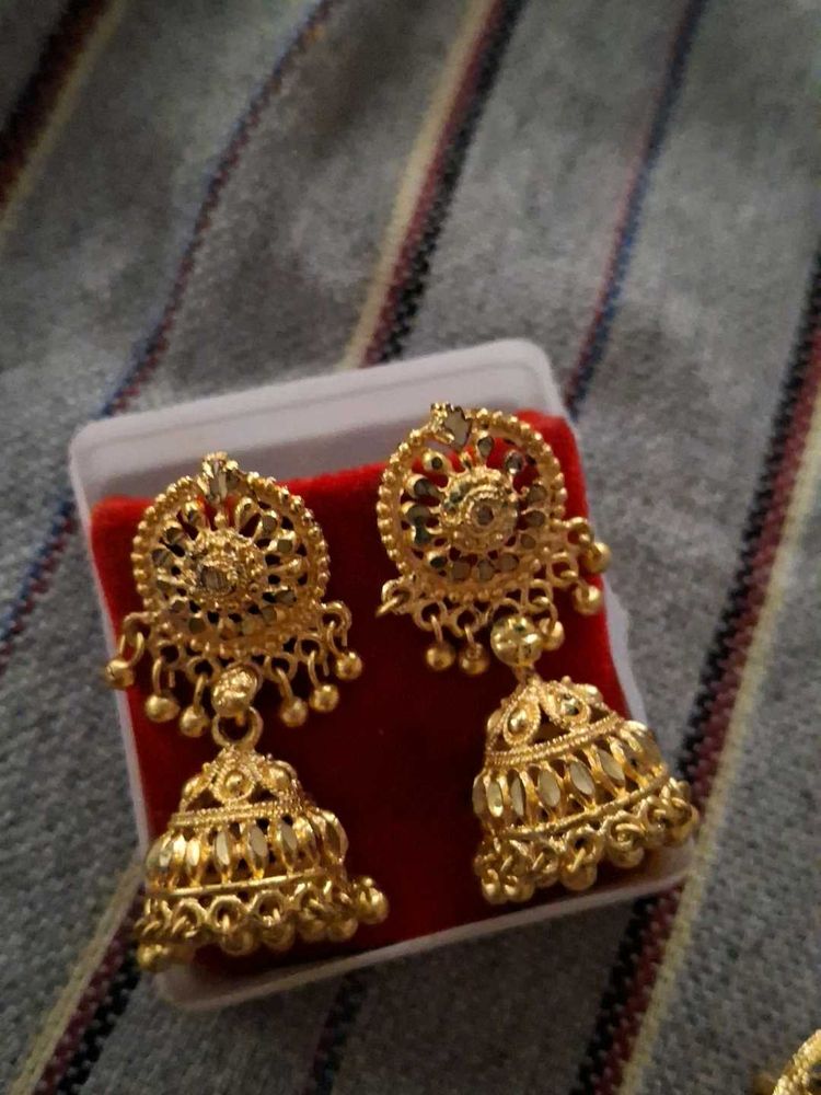 Gold Jhumka Earrings