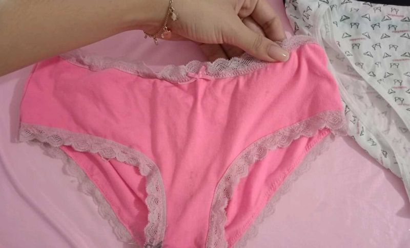 Pink Lace Trim Briefs