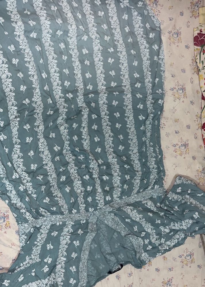 Blue With white design, Kurta