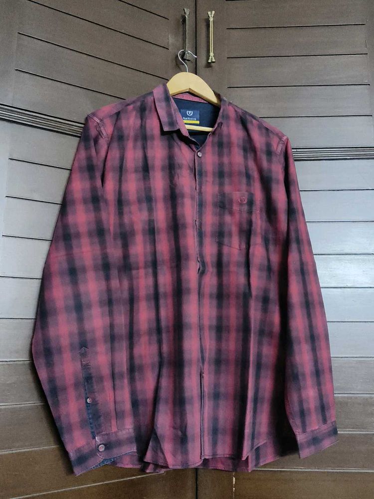 Van Heusen Men Red Checked Flannel Shirt