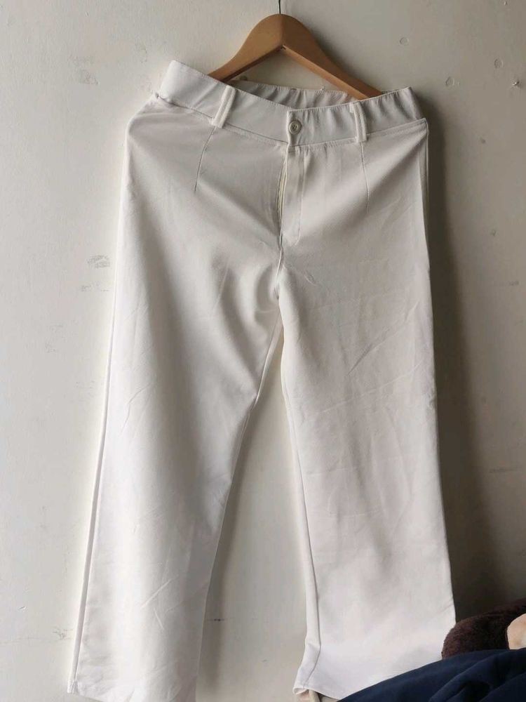 White Wide Leg Trousers