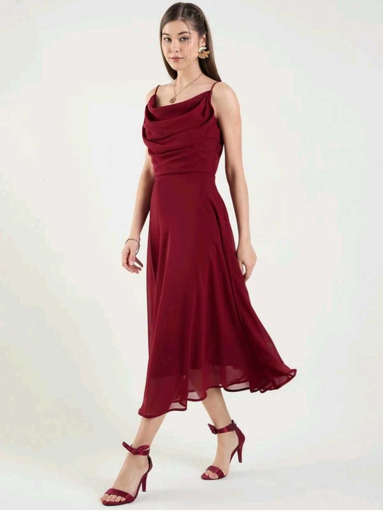 With Tag Elegant Maroon Midi Dress