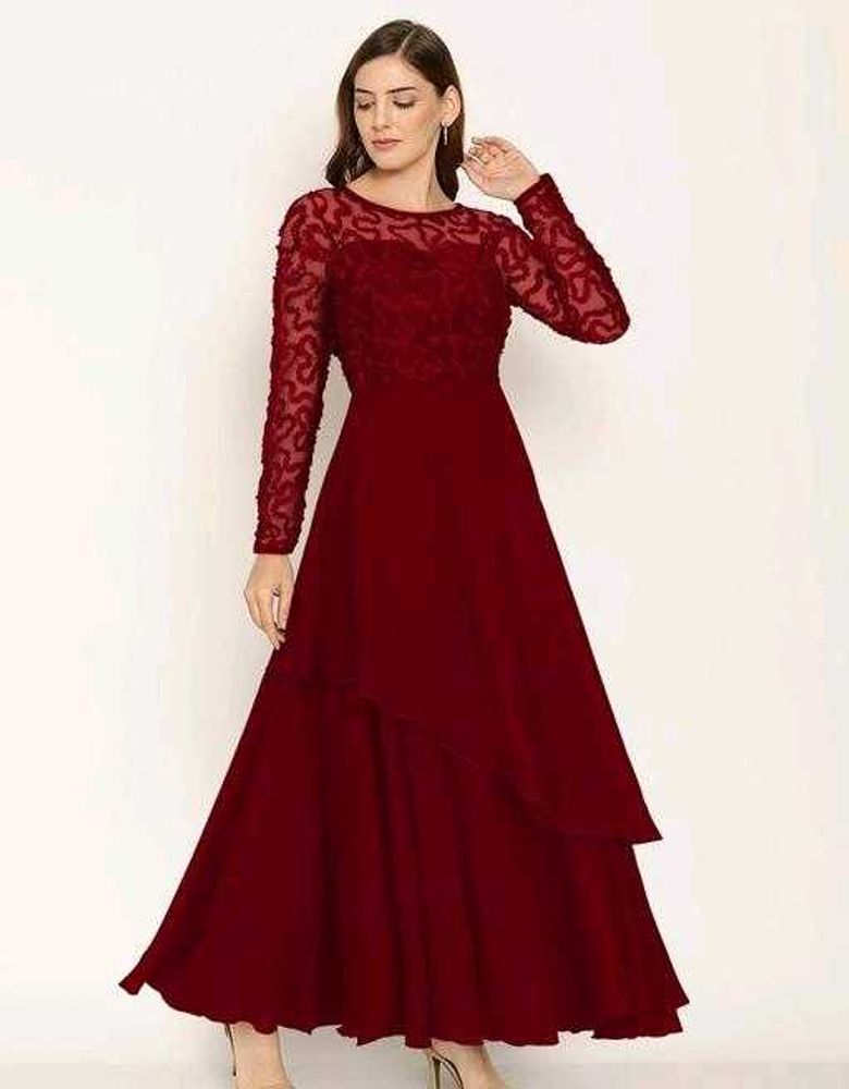 Elegant Burgundy Lace Dress
