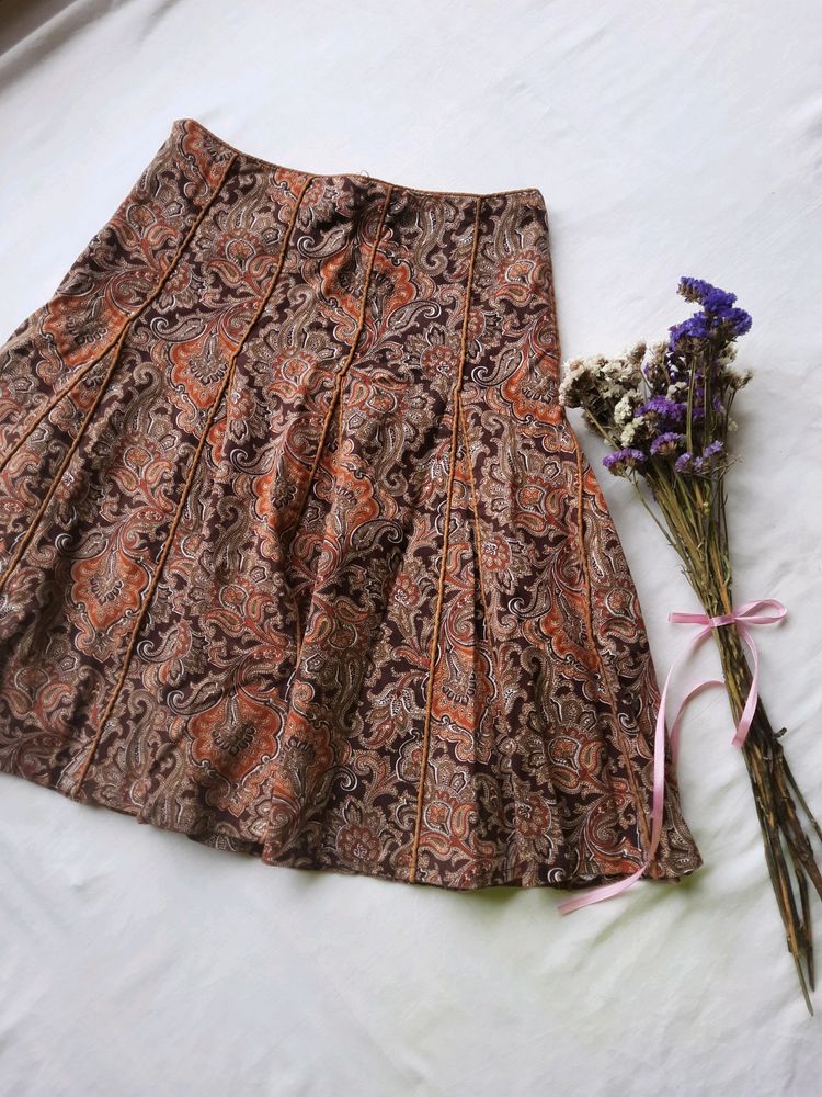 Vintage Brown Floral Skirt