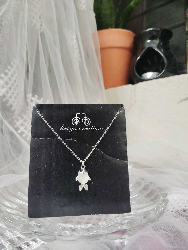 Silver Fish Charm Necklace