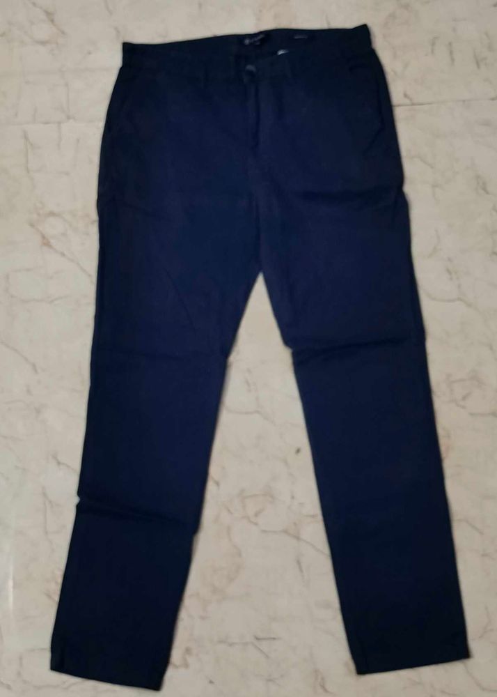 Navy Blue Straight Fit Pants