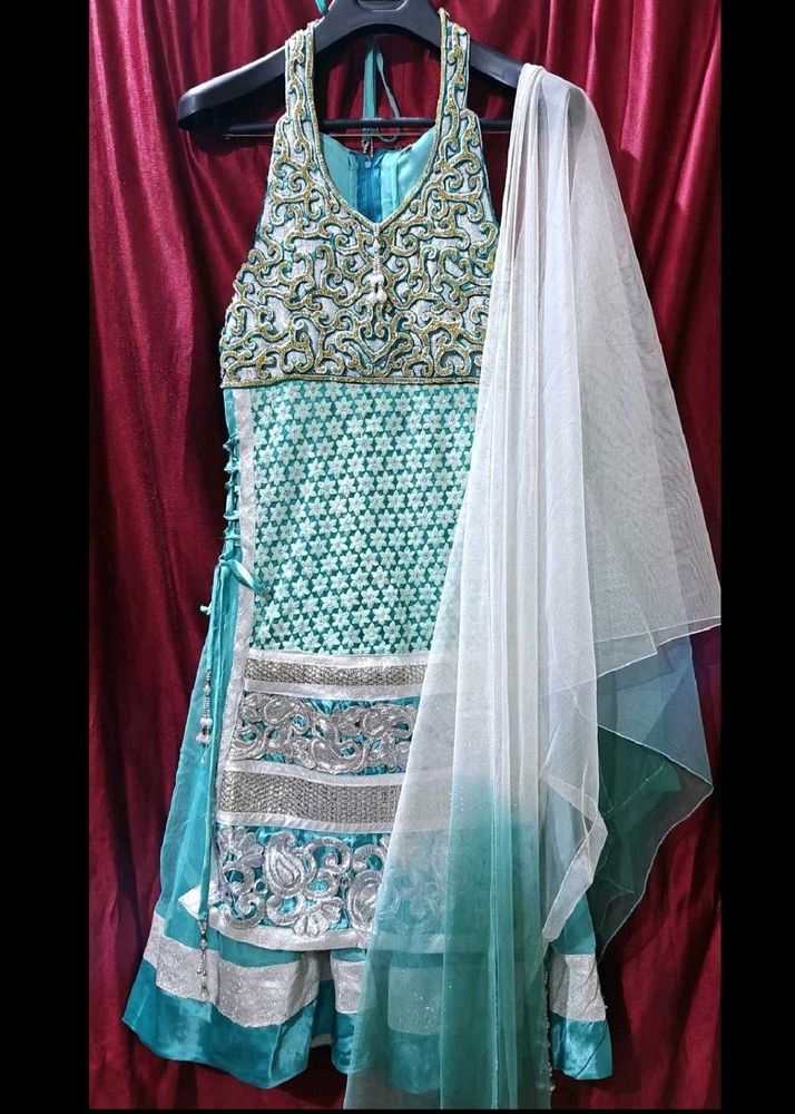 Teal Embellished Indian Outfit