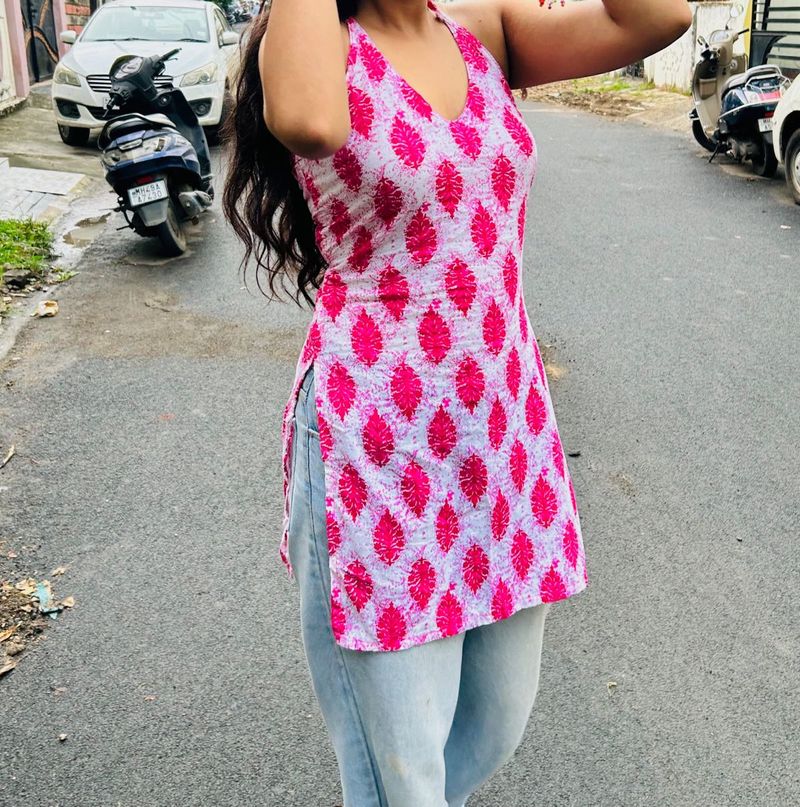 short pink kurti
