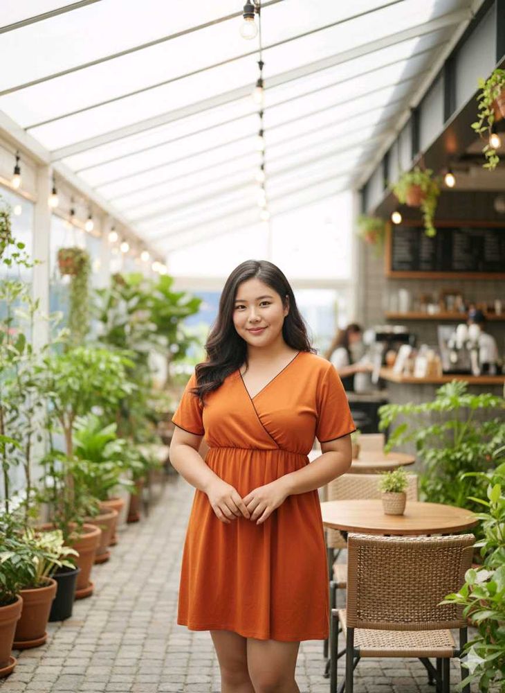 Chic Orange Wrap Dress (34 To 38 Bust)