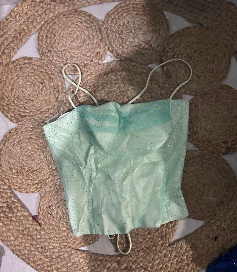 Sparkly Mint Green Corset Top