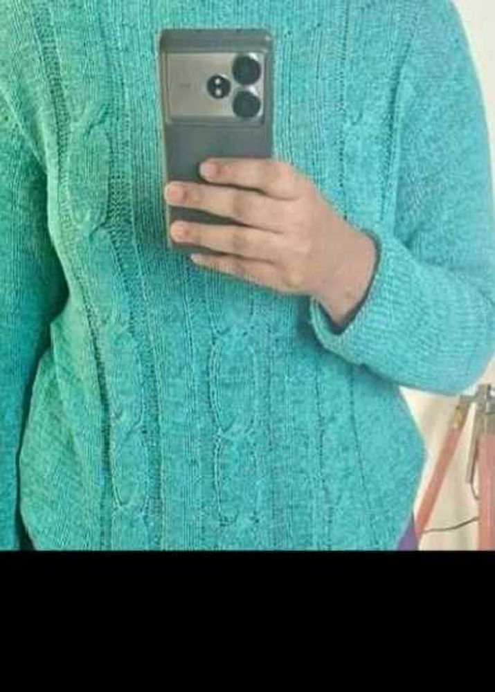 Teal Cable Knit Sweater