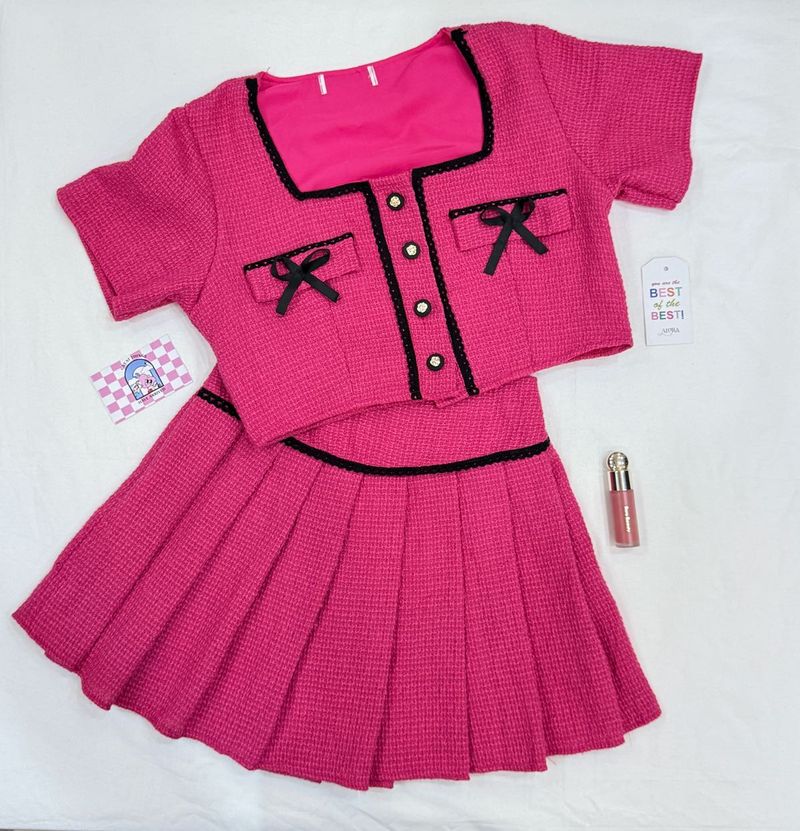 Imported 2 Piece Pink Tweed Set