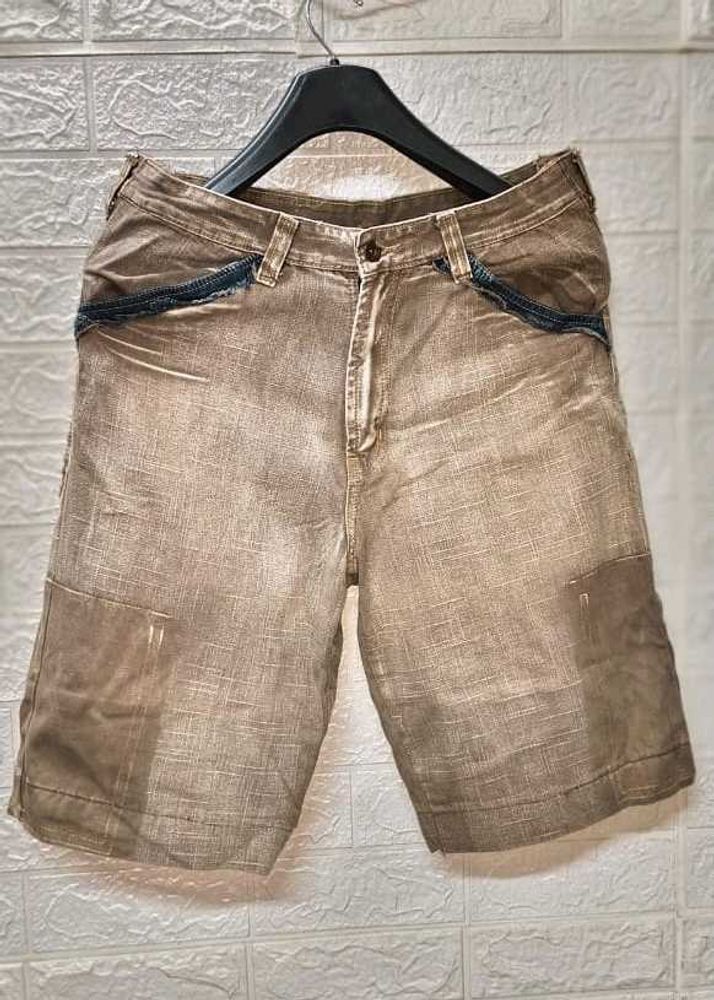 Mens Beige Denim Shorts Size 30 Inches