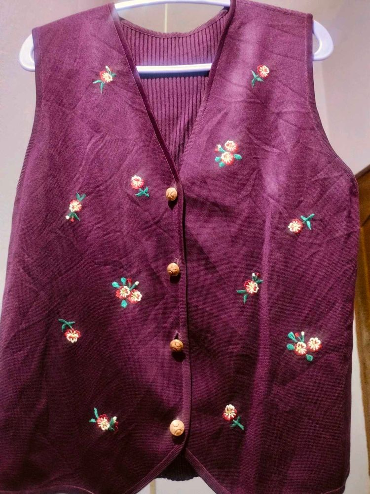 Vintage Floral Embroidered Vest