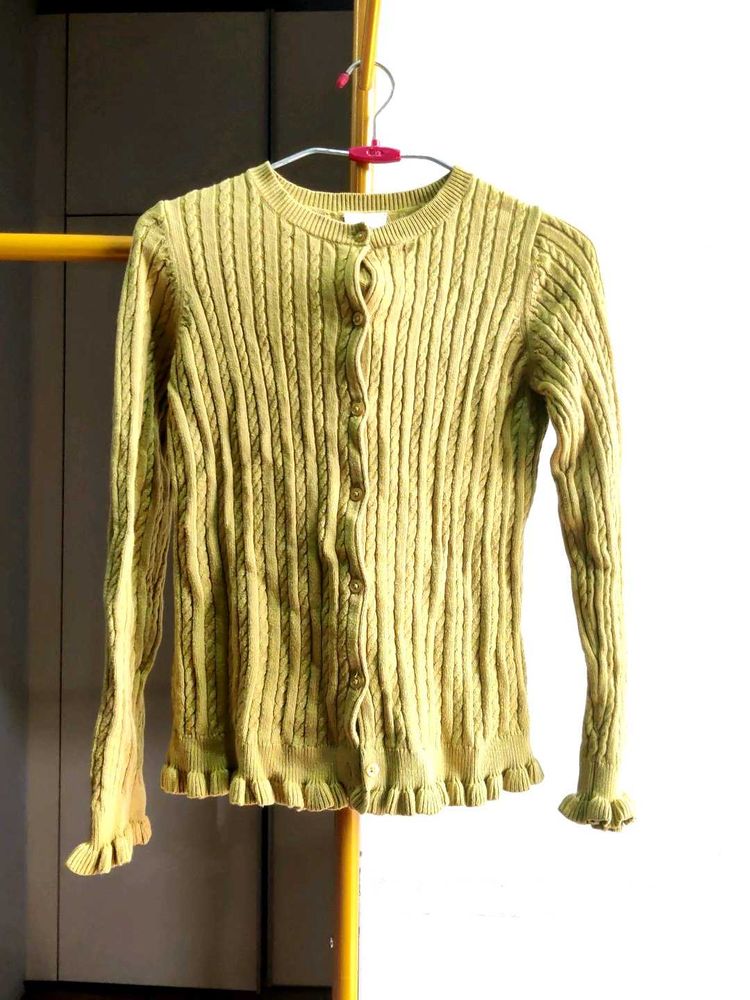 Green Knit Cardigan Sweater