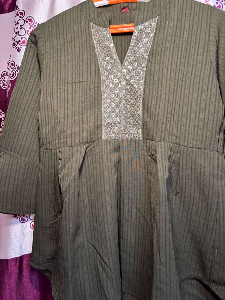 Elegant Olive Green Kurti