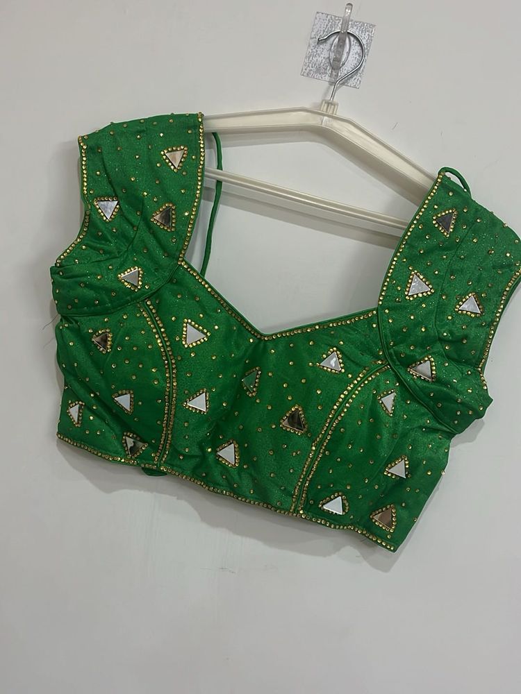 Green Embellished Blouse