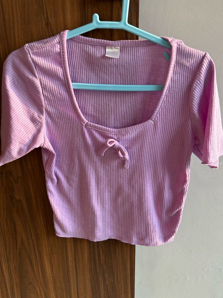 Lavender Ribbed Crop Top