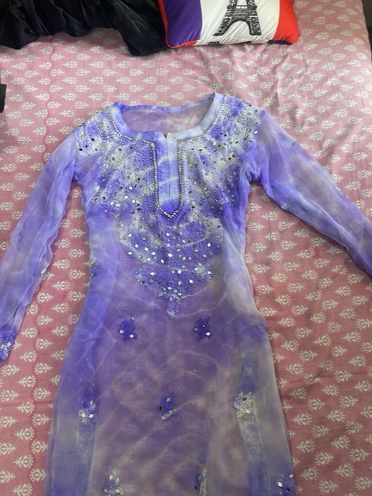 Lavender Embroidered Kurta