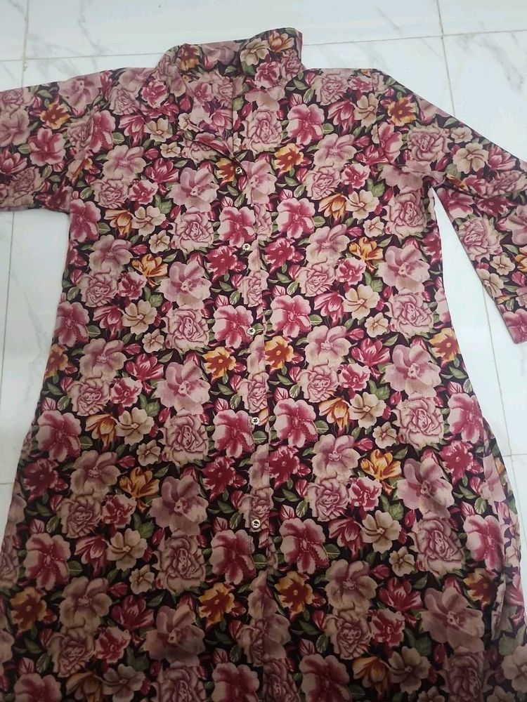 Floral Print Button-Down Dress