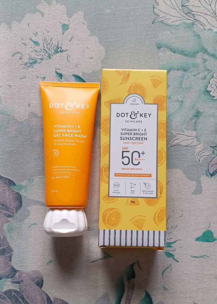 Dot&amp;Key Vit C+E Sunscreen + Facewash Combo