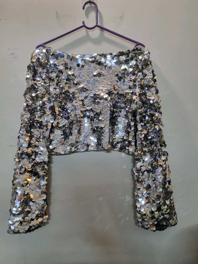 H&amp;M Silver Sequin New Top With Tag - Never Worn
