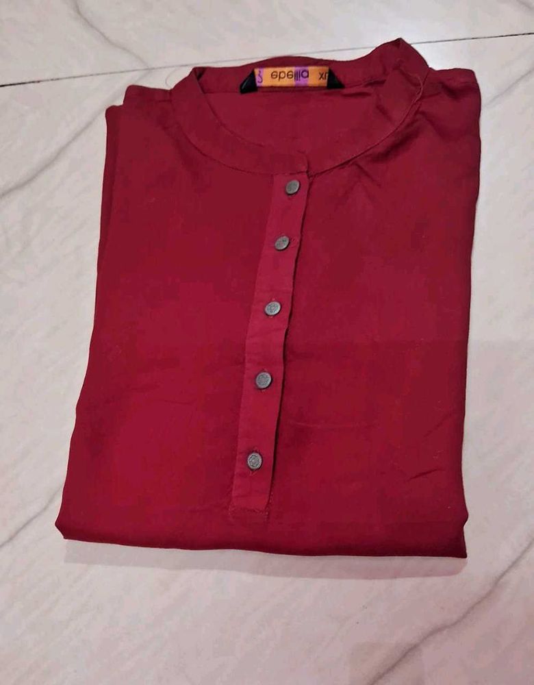 Maroon Kurti with Button Detail