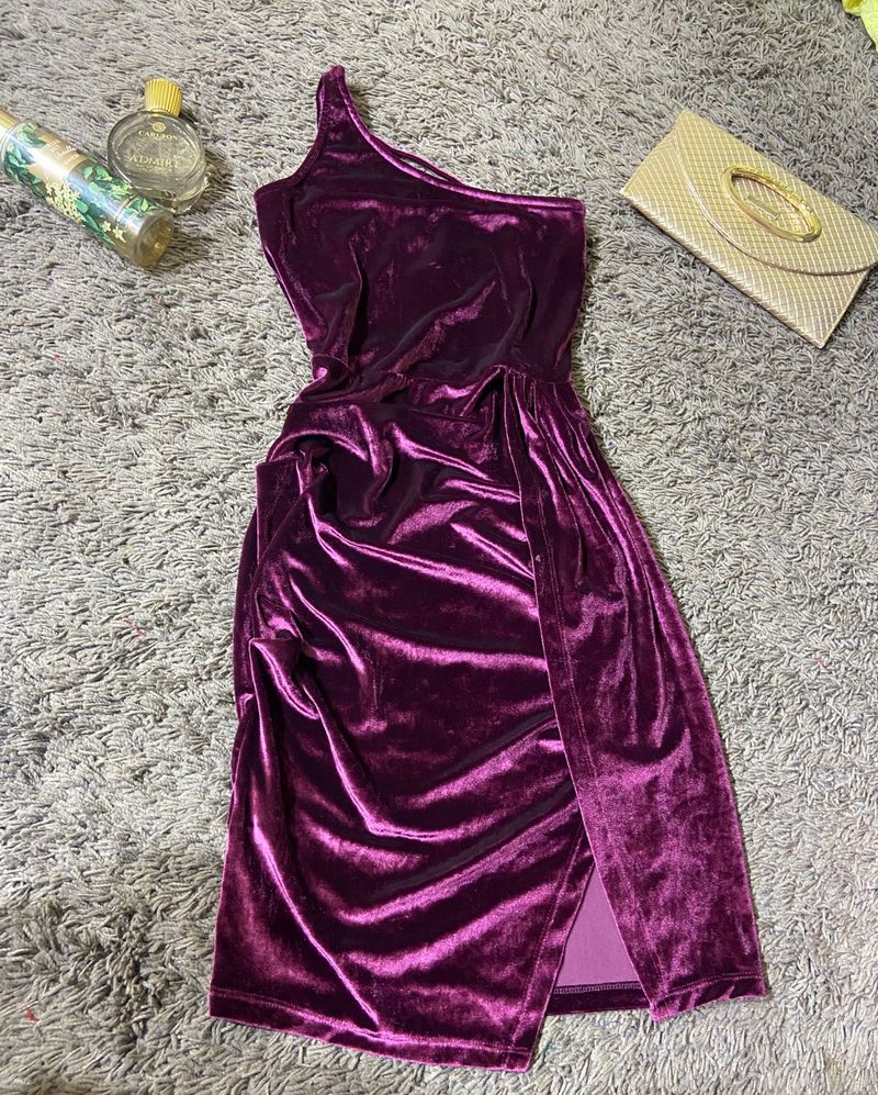 Velvet Slit Mini Dress