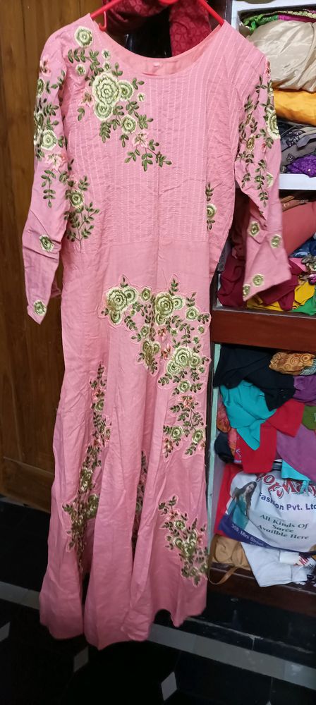 cotton anaarkali gown