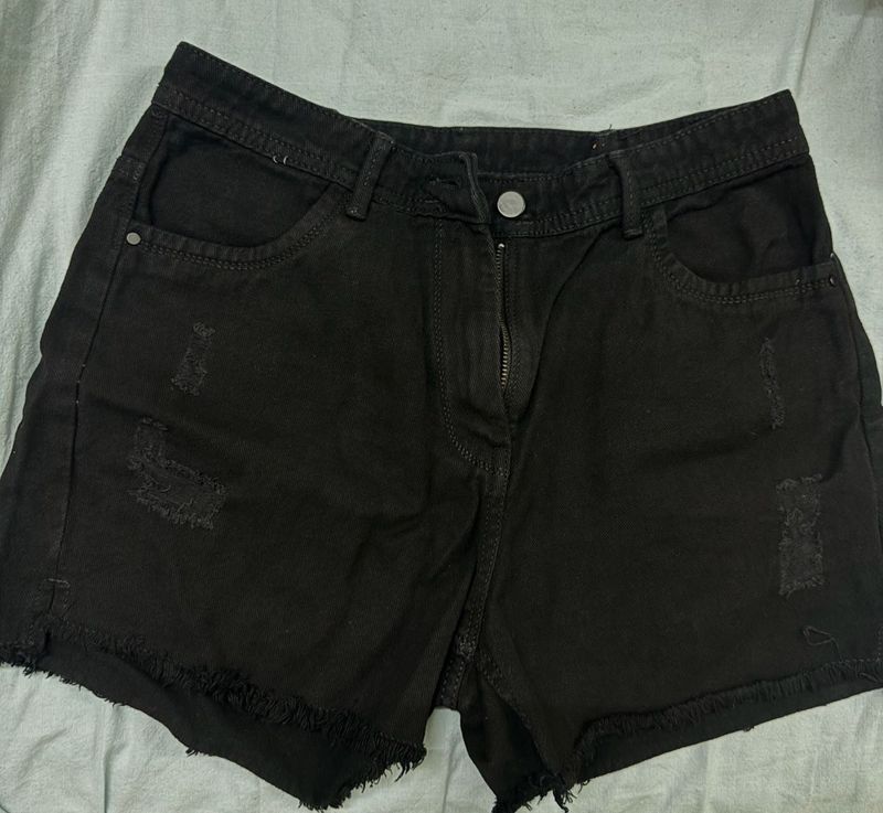 Black Denim Shorts