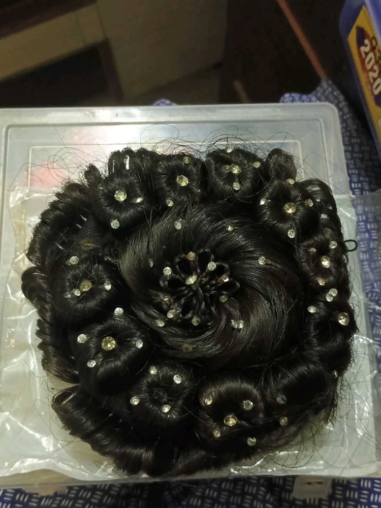Hair Bun with Rhinestones