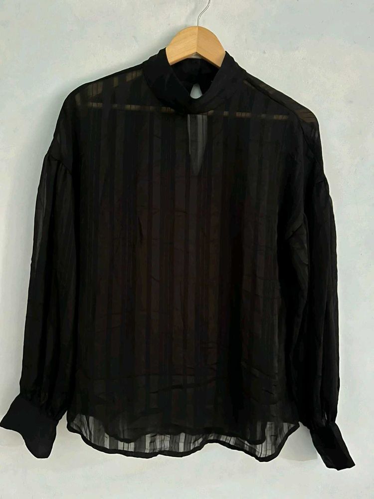 Chic Black Sheer Top